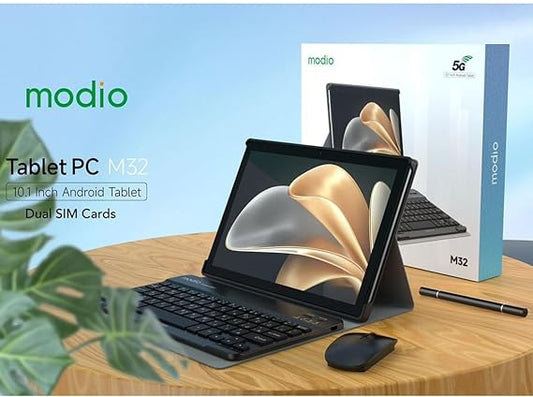 Modio M32 5G Android Tablet Pc 10.1 Inch 8Gb Ram 512Gb Rom Dual Sim 6000Mah Wireless Keyboard and Mouse