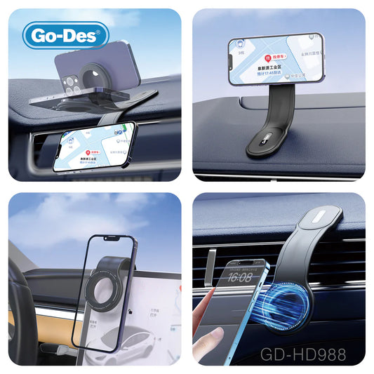 Go-Des Super Strong Magnetic Fold Freely Car Phone Holder for iPhone Magnet GPS Car Support Mount HD-988